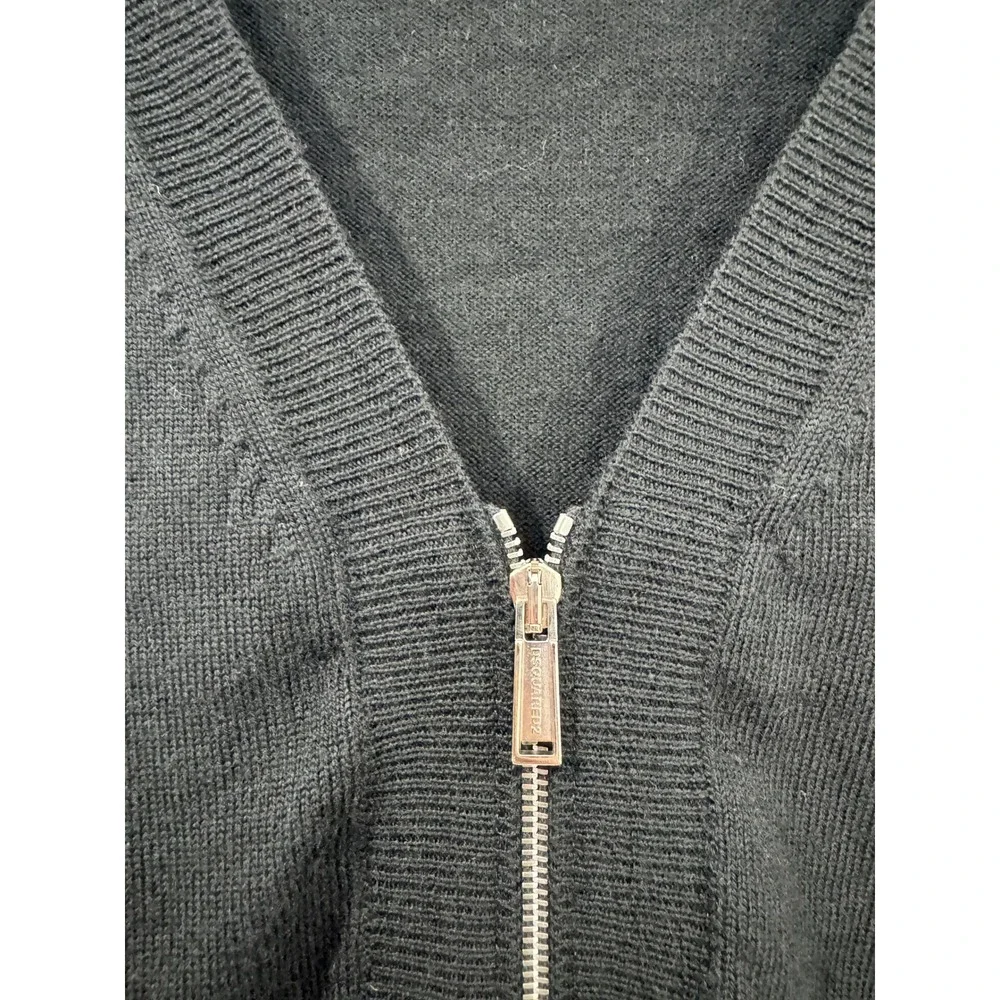 DSQUARED2 Men Black Zip Up Cardigan Sweater Size M